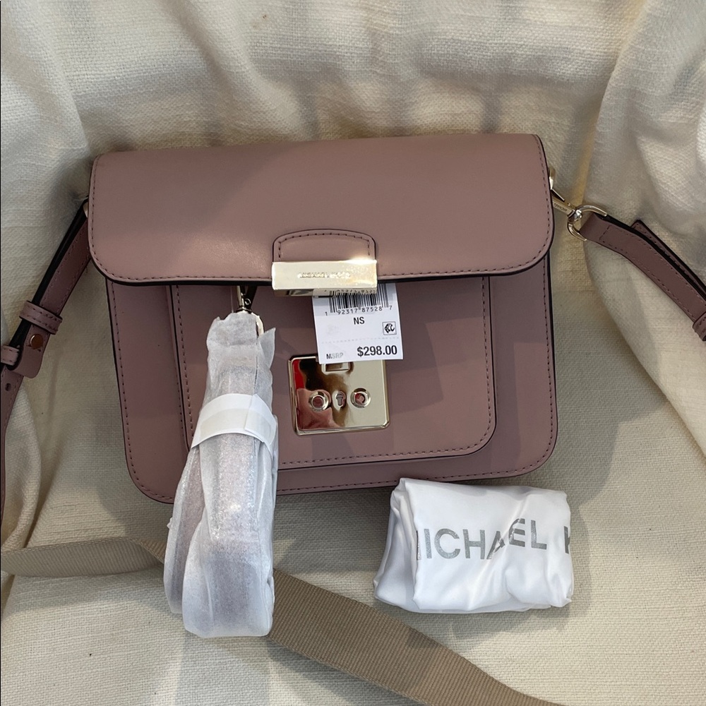 Michael Kors Dusty Rose Leather Crossbody with Gold-Tone Lock